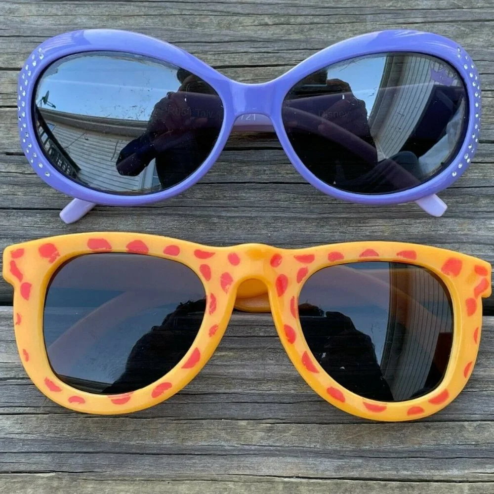 Girl Sunglasses Young Kid Eye Wear Lot of 2 Shade Yellow and Blue Sunglasses